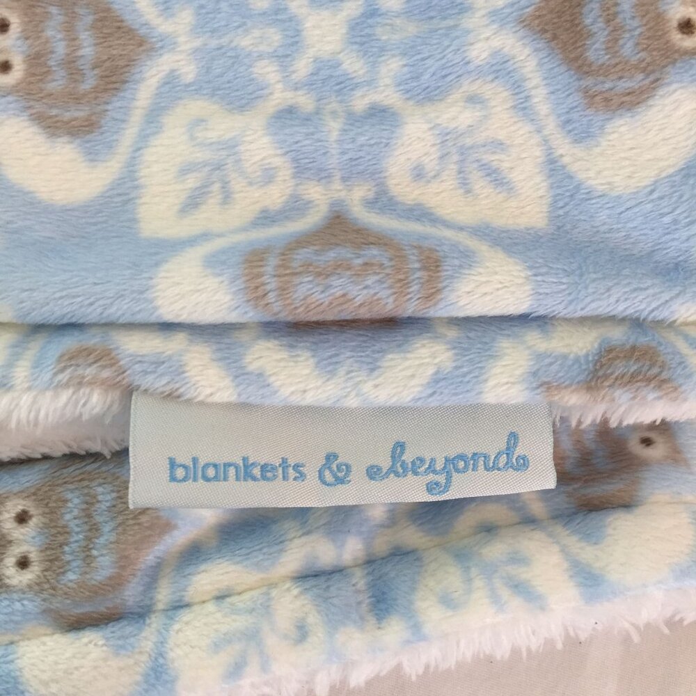 Blankets & Beyond Teddy‎ Bear Lovey on Blue Gray Owl Design Pacifier Holder - Picture 7 of 7